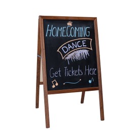 Crestline Products Marquee Easel (2 Black Chalkboards), Stained Hardwood Sidewalk Easel - 42" H x 24" W