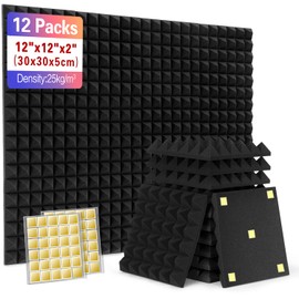 Sound Insulation Wall Sound Absorber Acoustic Foam Mats for Recording Studio, Podcasts, Youtube Room (S Black Pyramid)