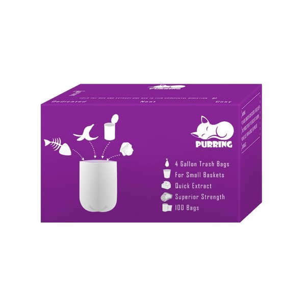 purring quick-dispense Pequeño paquete bolsas de basura, 4 Galón bolsas de