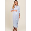 PinkBlush Light Blue Striped Button Down Maternity Maxi Dress