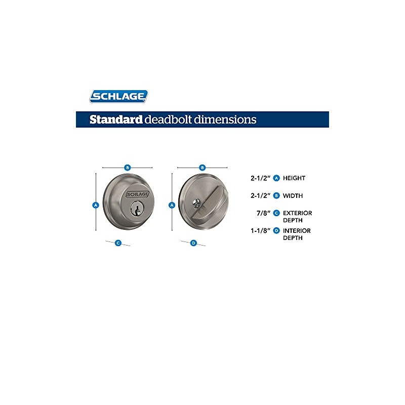 SCHLAGE B62N505 Deadbolt, Keyed 2 Sides, Bright Brass