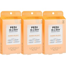 VOESH Pedi in a Box Deluxe 4 pasos, paquete de 3 - Tratamiento intensivo de pies - Pedicura VOESH en una caja - Kit de pedi DIY - Kit de pedicura de spa vegano - Kit de remojo de pedicura - Cuidado de pies en casa