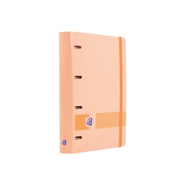 Oxford, 4 Ring Binder A4 Plastic Cover Rubber Closure Replacement Dots in 5 Colours Ruler with Indexes, Peach Colour