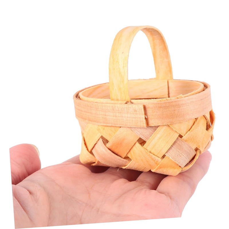 Levemolo 5pcs Handwoven Miniature Wooden Baskets Adorable Candy Holders for