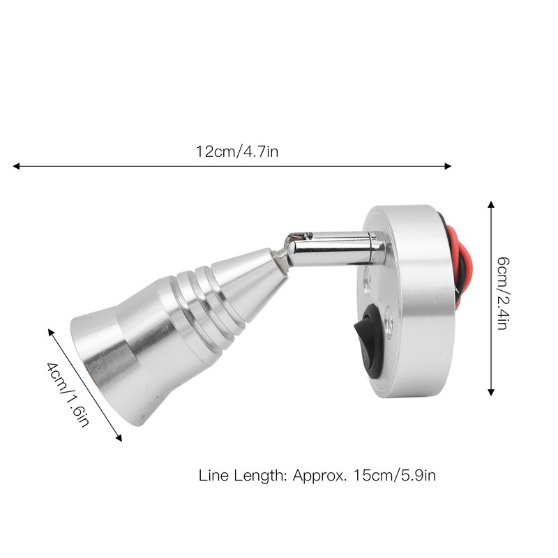LED RV Reading Light 12V 3W Flexible Interior with Switch