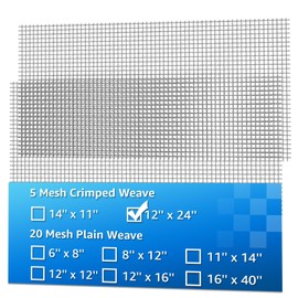 AMZDEPOT 2 Pack 12"x24" Wire Mesh, 5 Mesh Crimped Stainless Steel Mesh, Never Rust Sturdy Metal Mesh Screen for DIY Projects, Vent, Cage, Garden, Window Screen, Filter Mesh