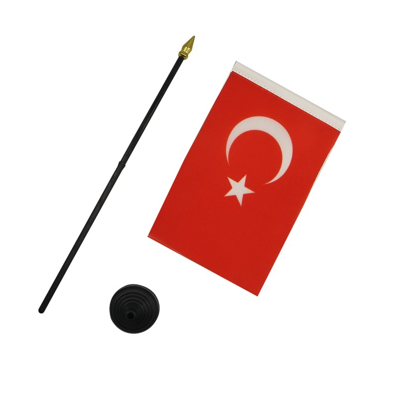 Turkey Table Flag 4'' x 6'' - Turkish Desk Flag