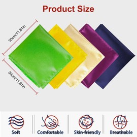 URAQT Men's Pocket Squares, Soft Gents Hankies Premium Assorted Mens Pocket Square Handkerchiefs Set for Men and Women Plain Satin Handkerchief for Grooms Weddings Prom Celebration Part, Green