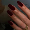 Matte Dark Red Press on Nails Long Square, KXAMELIE Medium