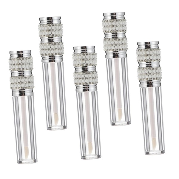 Healeved 5pcs Rhinestone Lip Gloss Holders Elegant Empty Lipstick Bottles