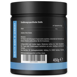Premium Beta Alanine - High Dose - Vegan - No Additives - 99% Purity - Laboratory Tested - Popular with Athletes - Bottled in Germany
