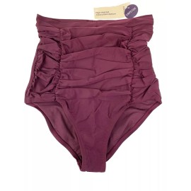 Empetua High Waist Bikini Swim Bottom Comfort Control Medium Burgundy Empetua High Rise