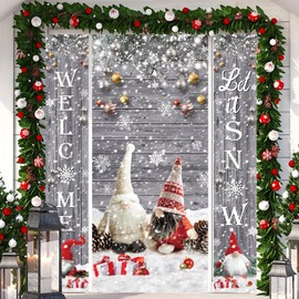 Mindsoft 3 Pcs Christmas Gnome Door Cover Let It Snow Welcome Door Banner Xmas Festival Holiday Backdrop Merry Christmas Door Hanging Covers for Winter Front Door Classroom Home Outdoor Indoor Decor