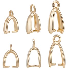 Beebeecraft 30Pcs 3 Sizes Pinch Bails 24K Gold Plated Snap On Bails with Loop for Pendants Jewelry Making DIY Necklace Earring Dangle Charms