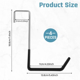 XMDROU Rafter Hooks, Pack of 4 Hooks for Hanging, Bicycle Hooks, Heavy Load Hooks, Robust Double Hooks, Wall Hooks, Large S-Hooks for Hanging, for Bicycle, Garden Tools, Ladder