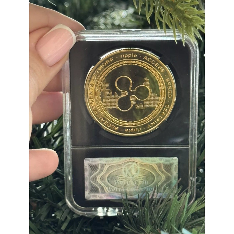 XRP Coin Metal Physical Coin In Plastic Protective Case