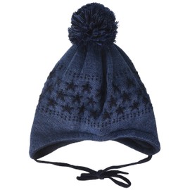 maximo Baby Boys Hat with Star Motifs and Pompom and Tie Band, Blue (Indigomel. 4)