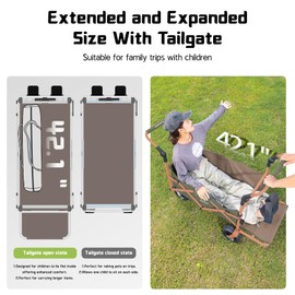 Whitsunday Collapsible Folding Beach Wagon Cart, Foldable Double Push Bar Wagon with Tailgate, 360° Rotating Wheels Heavy Duty Utility Camping Grocery Wagon with Wheels and Brakes Garden Sport Green