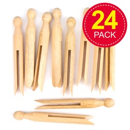 Baker Ross Wooden Dolly Pegs (Pack of 24) for Kids Arts and Crafts Activities