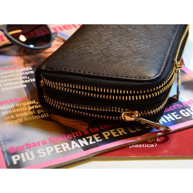 GRESEL Women's Wallet in Faux Leather, with Zipper and Coin
