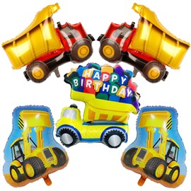 Construction Balloons 5 PCS, Kids Construction Birthday Decorations Party Supplies