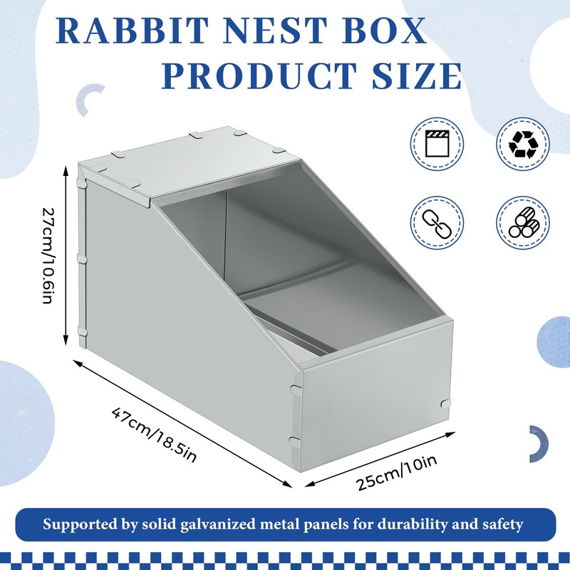 Maxcheck 2 Pcs Galvanized Metal Rabbit Nesting Box Bunny Small