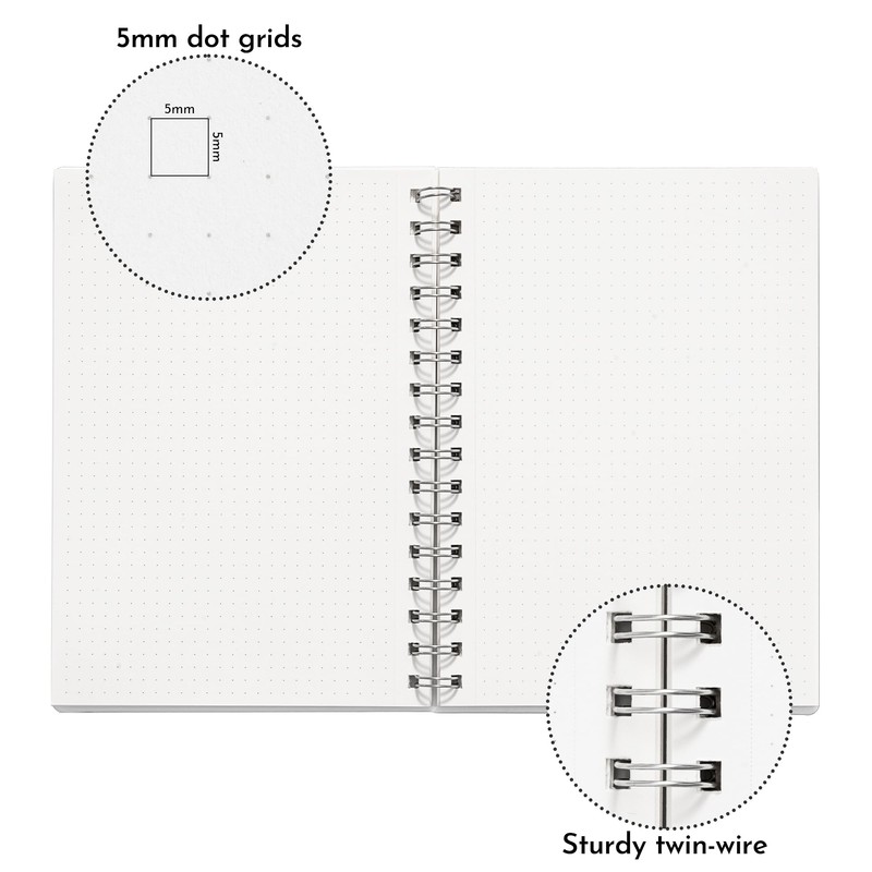 STUDIO O. A. A5 Spiral Dot Grid Notebook 3 Pack,