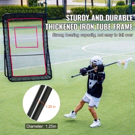 Happybuy Lacrosse Rebounder for Backyard, 5x7 Ft Volleyball Bounce Back Net, Baseball Softball Training Screen with Adjustable Angle and Target
