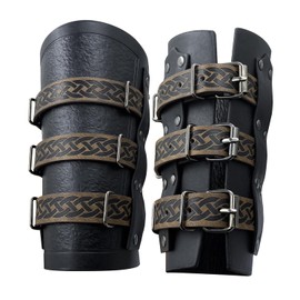 Viking Leather Bracers Medieval Leather Bracers for Men Embossed Armbands LARP Accessories Medieval Gauntlets 1 Pair