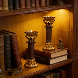Gold & Brown Resin Elephant Pedestal Set - Ornate Leaf Detail,Decorative Display Stand, Ideal for Home Living Room DecorColor: As picture, Size: One Size