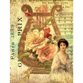 Victorian Mulberry Rice Paper 8" x 10.5" - 6 Unique Printed Mulberry Paper Images 30gsm Visible Fibres for Decoupage Crafts, Mixed Media