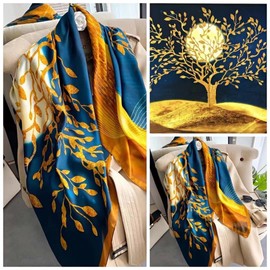 K-Elewon Large Square Scarf 43" Silk Scarf Fashion Scarves Silk Feeling Hair Wrapping Scarfs Night Sleeping Headscarf, Va08, Free size