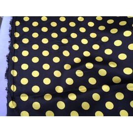 New Creations Fabric & Foam Inc, 1/2" Polka Dot Silky/Soft Charmeuse Satin Fabric by The Yard, Yellow Dot on Black Fabric