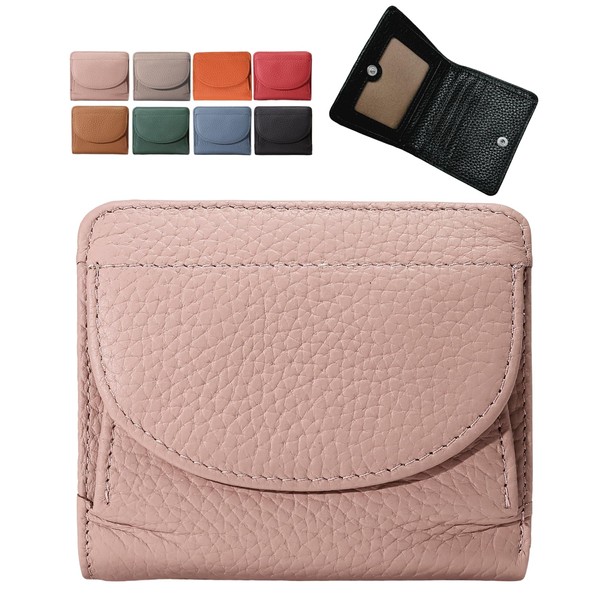 Green Pakira Women's Bi-fold Mini Wallet, Genuine Leather, Compact, Box-Shaped,