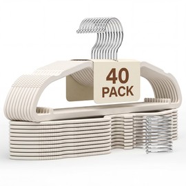 Bihoonge 40 Pack Short Neck Hangers, Space Saving, Silicone Non-Slip, Cream