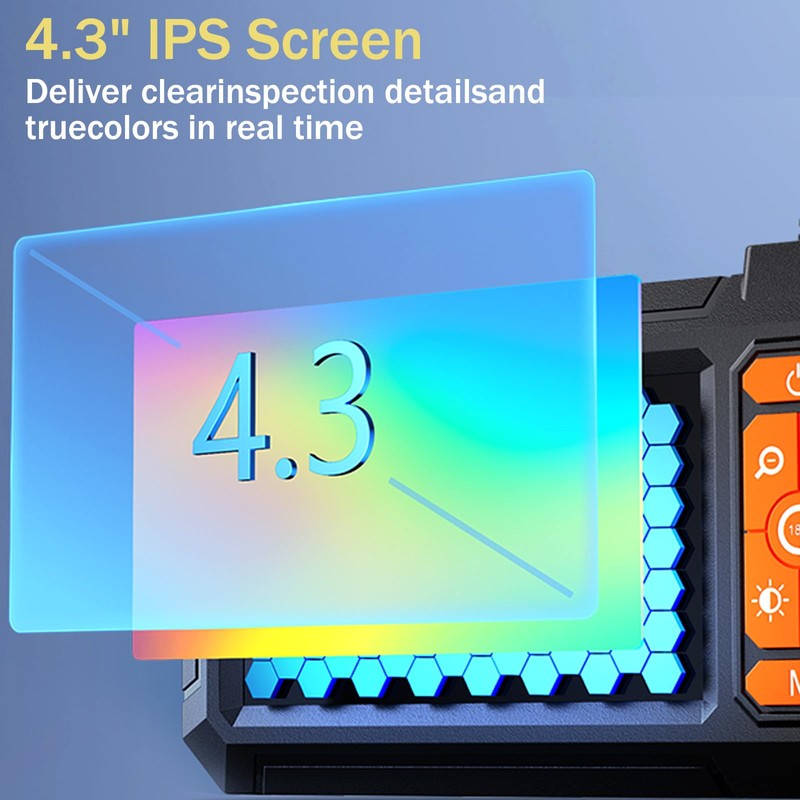 Endoscope Camera with Light, Borescope Camera with 4.3 IPS Screen,