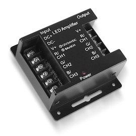XMSJSIY RGB LED Amplifier 3-Channel Signal Repeater DC 12V-24V 8A/CH Dimmer Power Amplifier Controller for LED Strip Lights-1 PCS