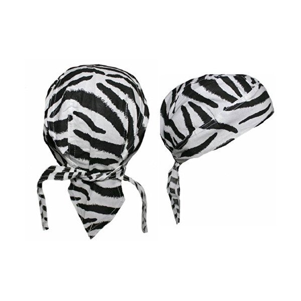 Zebra Stripe Black and White Bandana Doo Rag Hair Wrap Striped Chemo Skull Cap