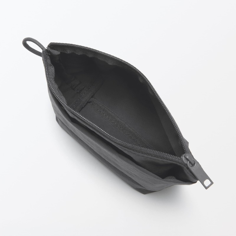 MUJI 84473876 Wrinkle Nylon Pouch with Gusset, Dark Gray, S,