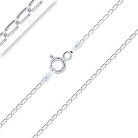 Planetys - Cheval Chain 925 Sterling Silver Rhodium-Plated Chain - Necklace - 1.1 mm Wide Various Lengths: 40-45-50-55-60 cm, Sterling Silver