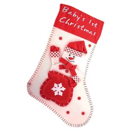Christmas Stocking Baby's 1st Christmas with Snowman Print Classic Christmas Xmas Hanging Santa Sack Bag Holiday Party Gifts Bag Decoration Decor Accessories Concept4u
