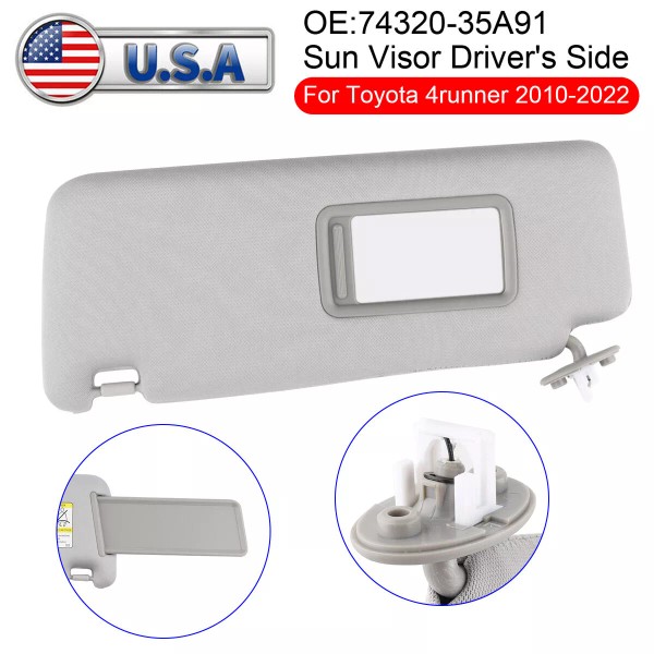 Unbranded New Gray Left Driver Side Sun Visor 7432035A91B1 For