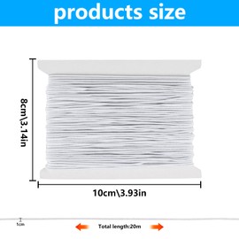 Stretchy White Bracelet String for Bracelet Making, 1mm x 20m Elastic Thread, Colorful Elastic Cord String for DIY Necklaces Crafts Jewelry Making Pony Beads(White)