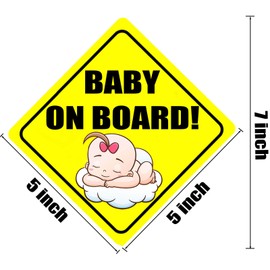 Baby on Board Magnets for Car - Bright Yellow Funny Reflective Sticker for Bumper,Child Safety Sign for Car(1 Boy,1 Girl)