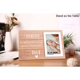 New Grandparent Photo Frame Gift- Grandma to Be-Grandpa to Be-Picture Frame Gift-A Grandchild is a Present from Above,One to Cherish and to Love-Baby Present Frame Shower