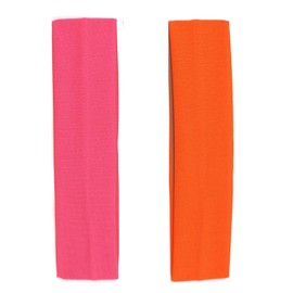 Mytoptrendz® 2 PCS 5cm Wide Headbands Soft Thin lain Stretchy Fabric Hairband Bandeau For Girls School, Sports Dance (Neon Pink + Orange)