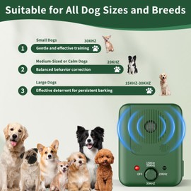 Anti Bell Device Dogs, 3 Modes Anti-Barking Ultrasonic Device, 33 Foot Stop Dog Bark Device, IPX4 Waterproof Anti-Bark Agent for Dogs Training Large Small Dogs Outdoor Indoor Antibarking