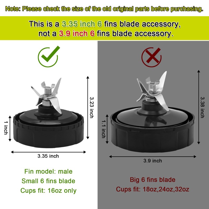 Ninja Blender Blade Replacement-6-Fins Male Extractor Blade Assembly for Nurti
