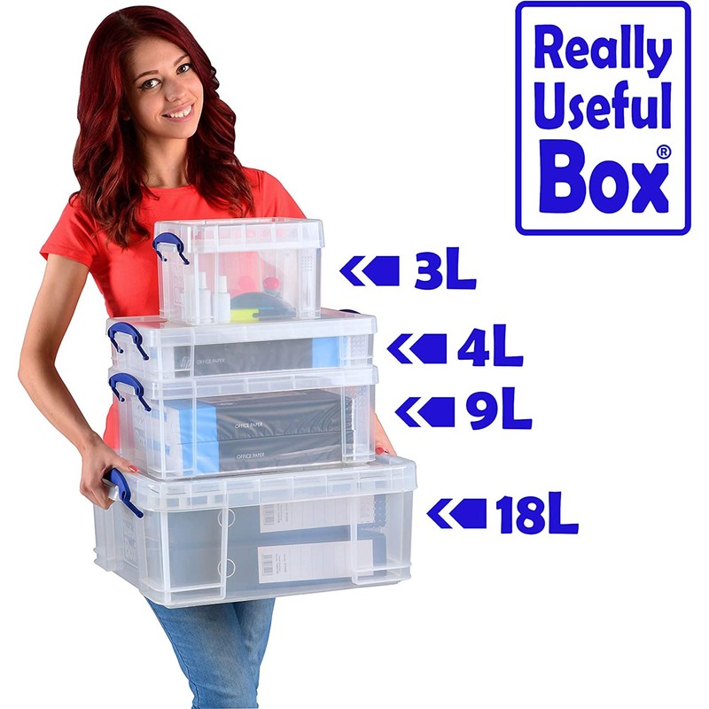 Really Useful Box 4C Plastic Stackable Storage Container with Snap
