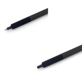 rOtring 600 Ballpoint Pen Set Medium Point Black Ink Black Barrel with Non-Slip Knurled Grip 5 Black Refills (M) + Sticky Notes